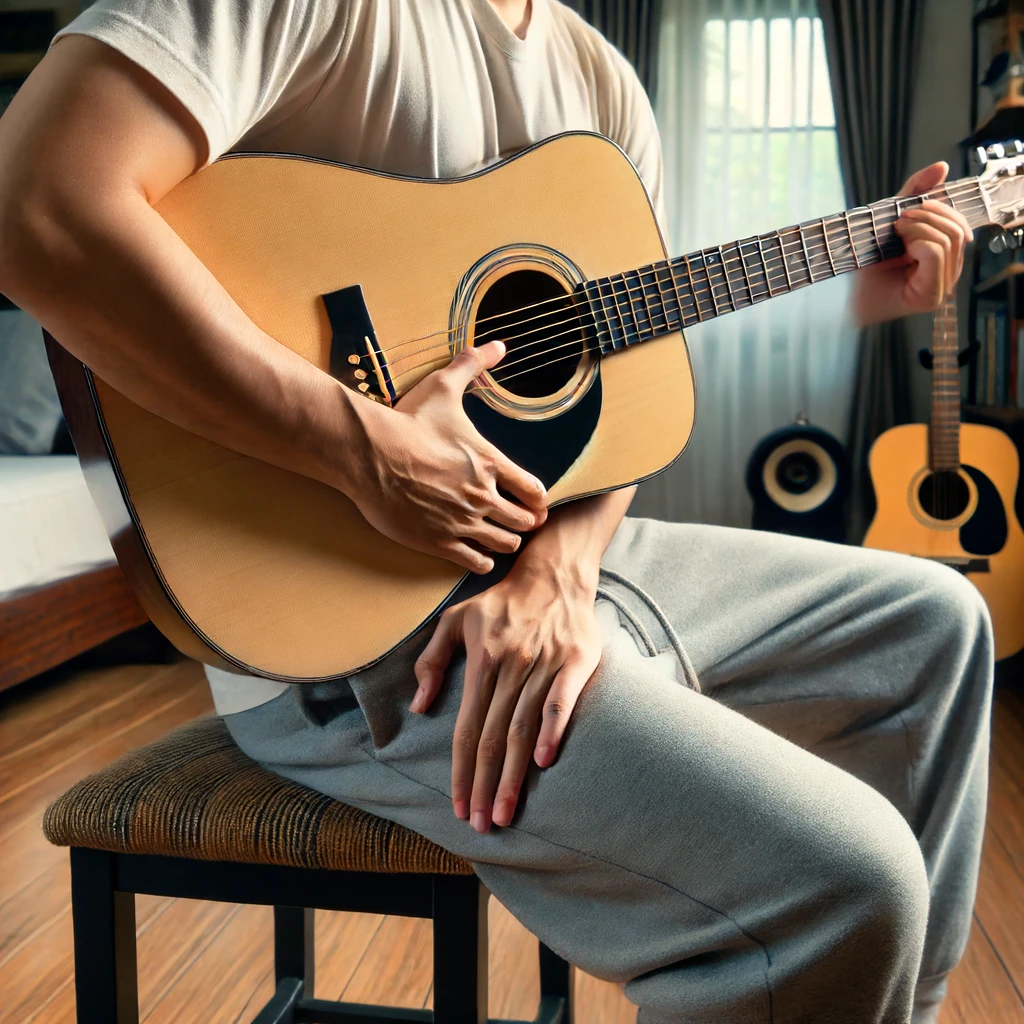 how to hold a guitar