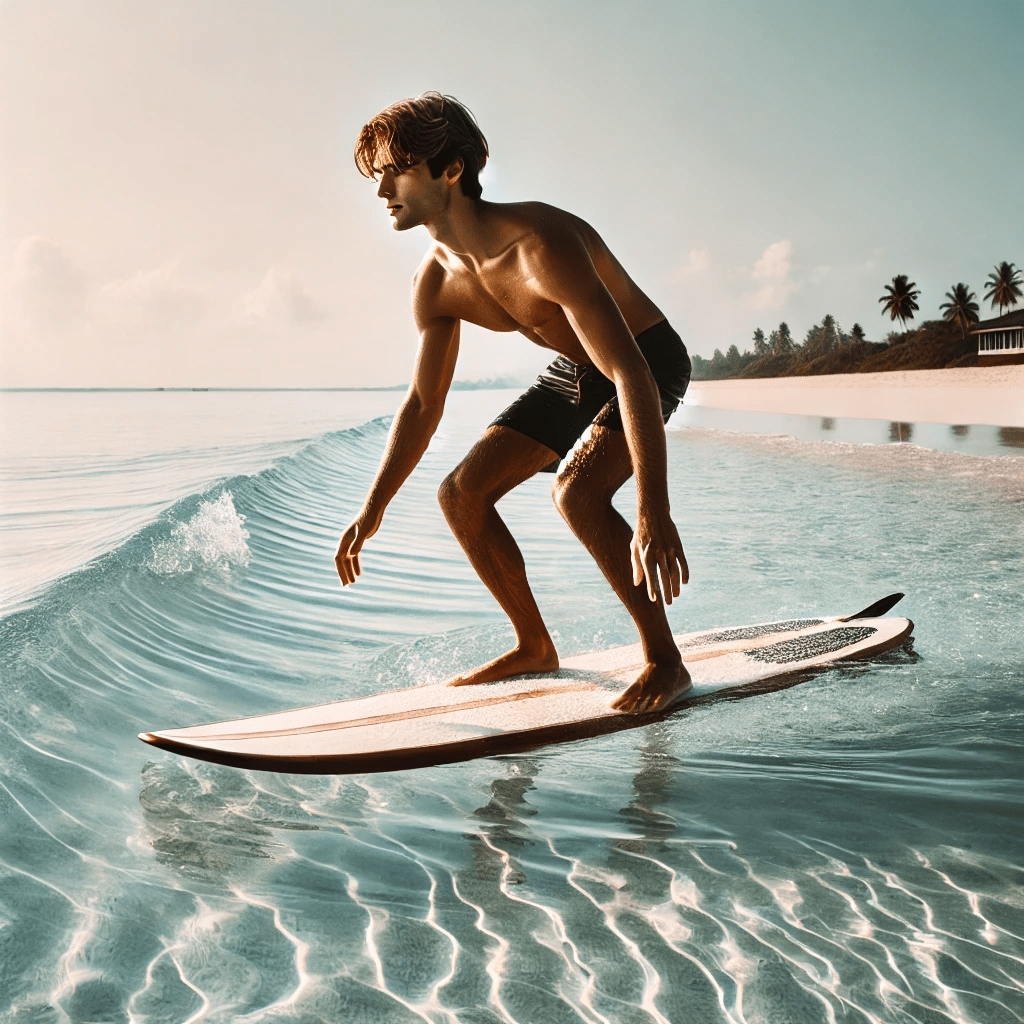 how to stand up on a surfboard