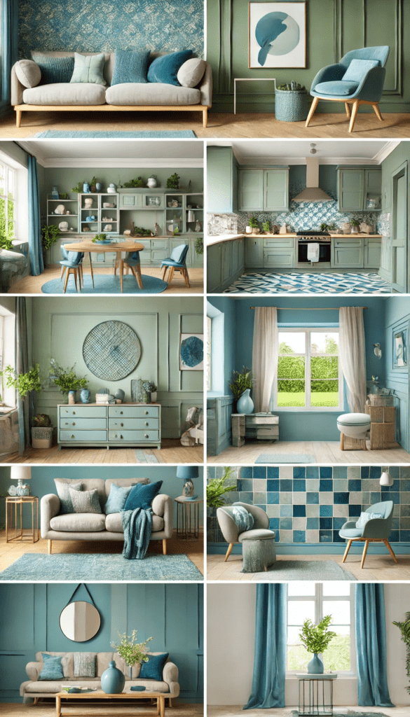 7 cozy sage and blue color schemes