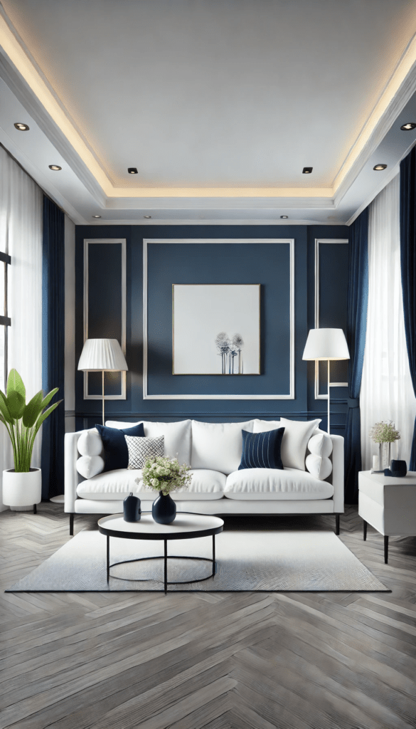 3 navy blue living room color combinations