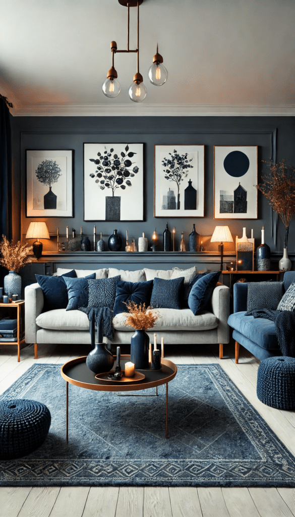 3 navy blue living room color combinations