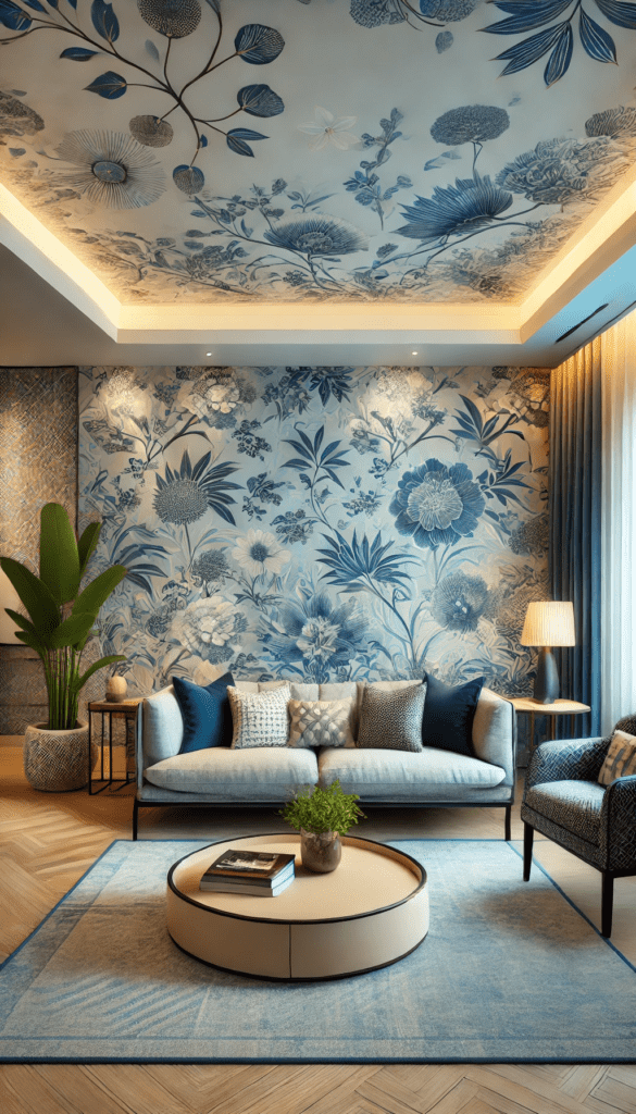 7 beautiful blue floral wallpaper styles