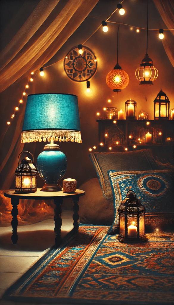 Sapphire blue bohemian room decor