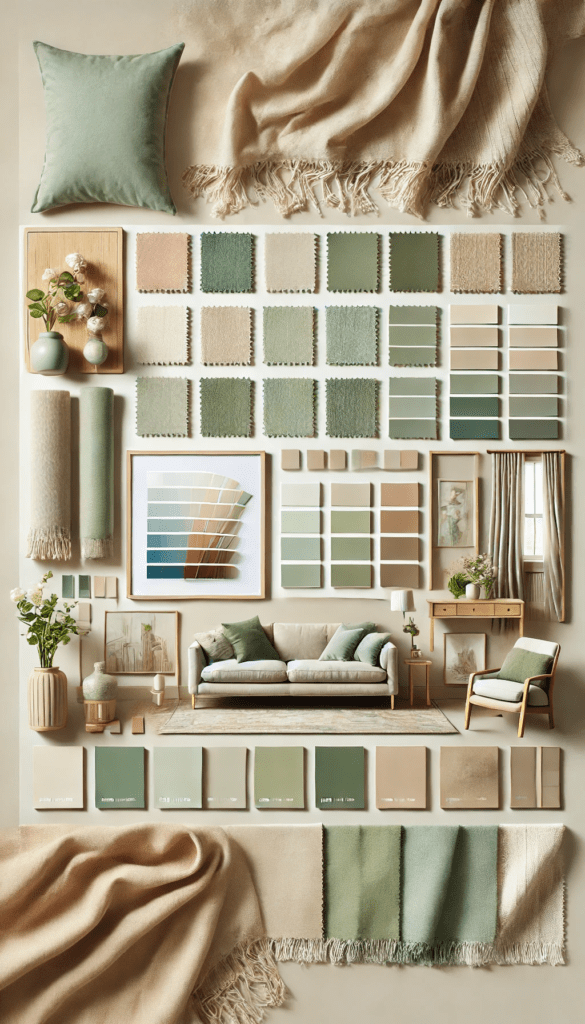 3 soft sage and beige color palettes