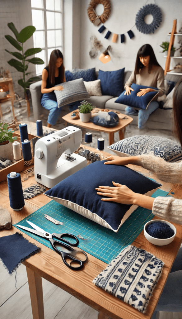 5 DIY navy blue living room accent projects