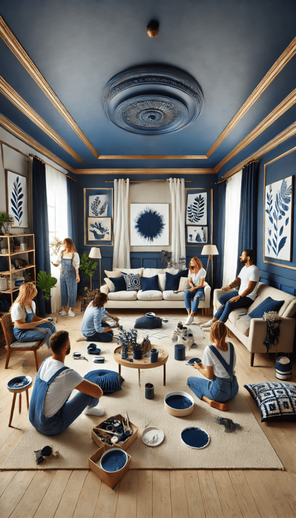 5 DIY navy blue living room accent projects